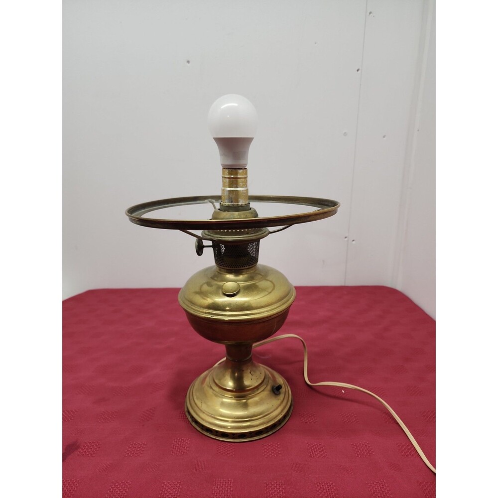 Aladdin Model 11 By Mantle Lamp Co. Brass Kerosene/Oil Lamp Wired For Electric